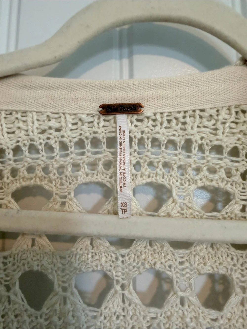 Free People Sweet Talker Crochet Cardigan Cream XS